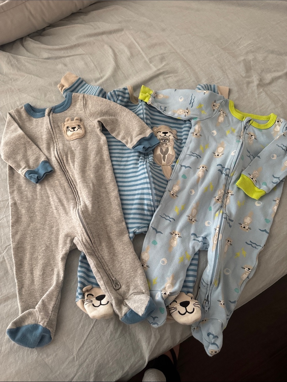 Set of 3 Footed One-Piece Sleeper b
